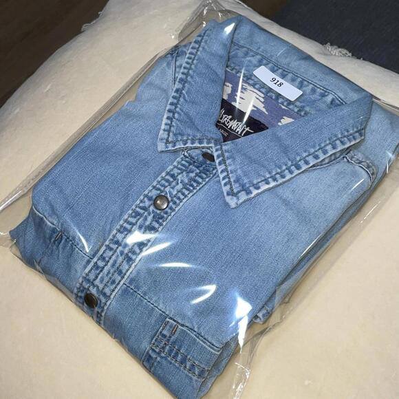 VTG Altamont Binders Shirt Mens LARGE Blue Button Snap Long Sleeve Pockets 90s - Picture 12 of 12